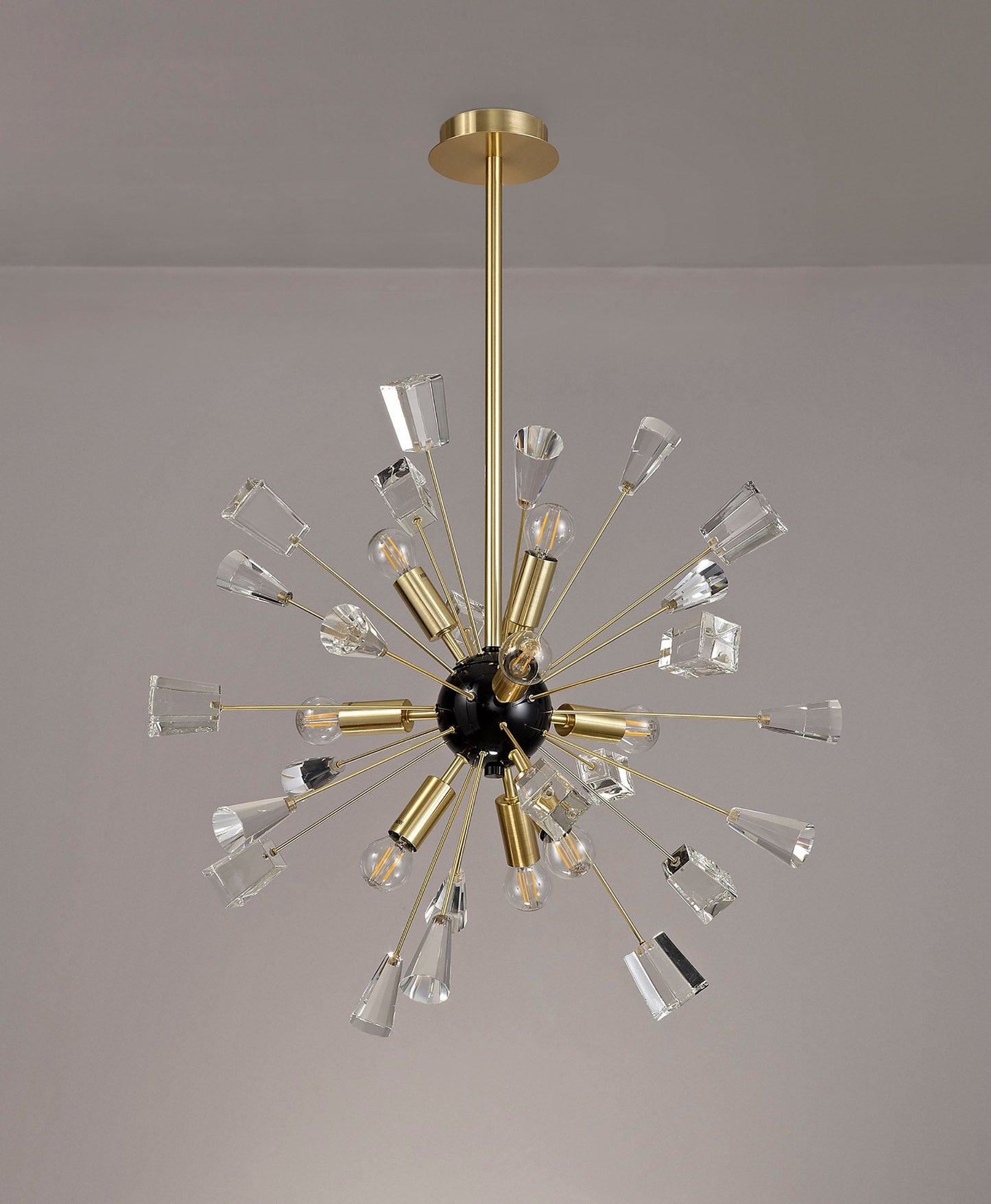 Knutsford Pendant Sputnik, 9 Light E14, Brushed Gold & Gloss Black and Crystal