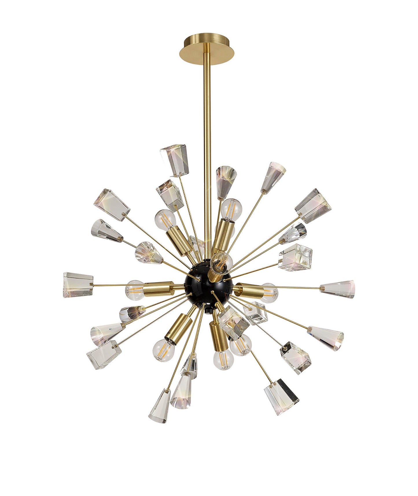 Knutsford Pendant Sputnik, 9 Light E14, Brushed Gold & Gloss Black and Crystal