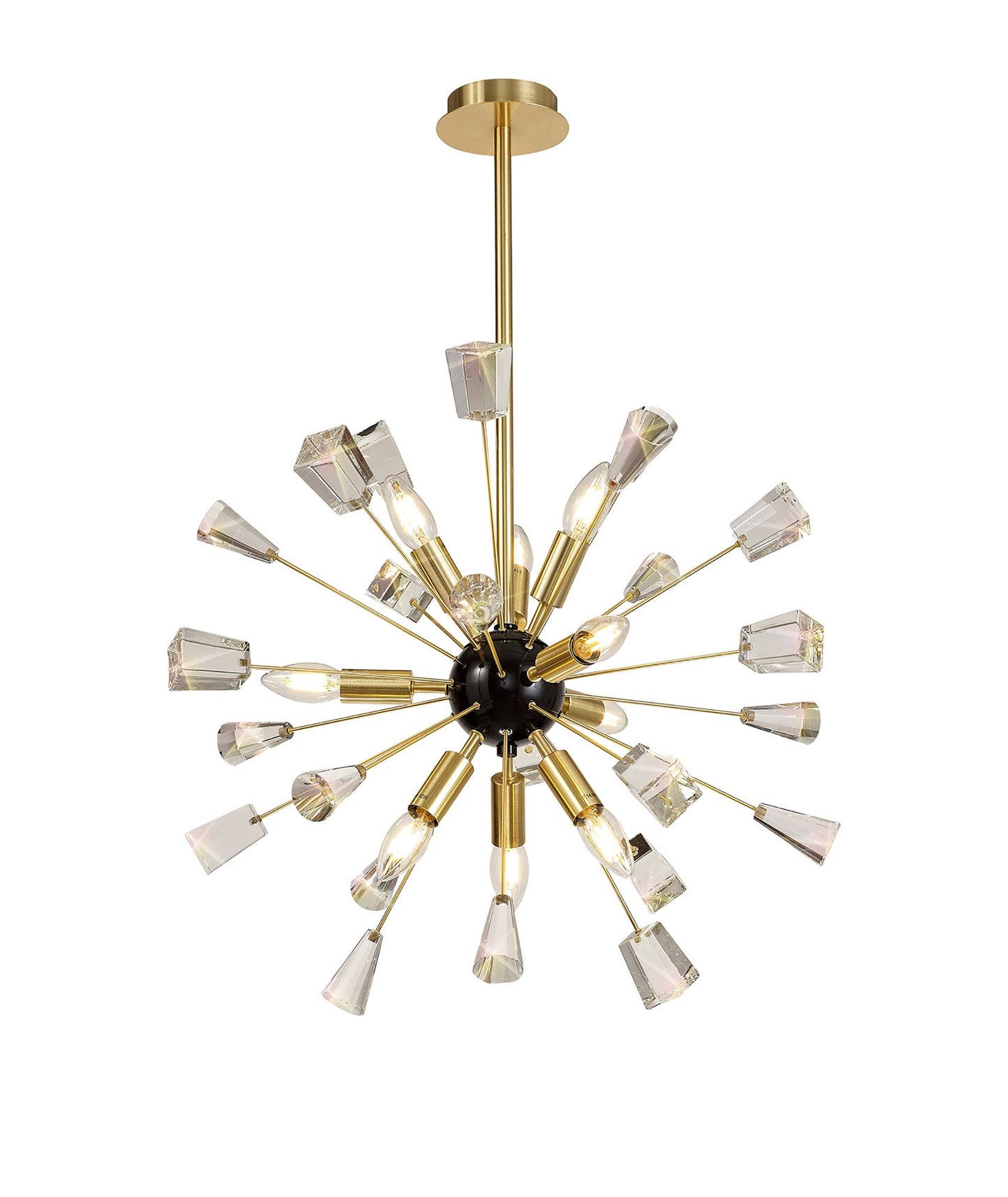 Knutsford Pendant Sputnik, 9 Light E14, Brushed Gold & Gloss Black and Crystal
