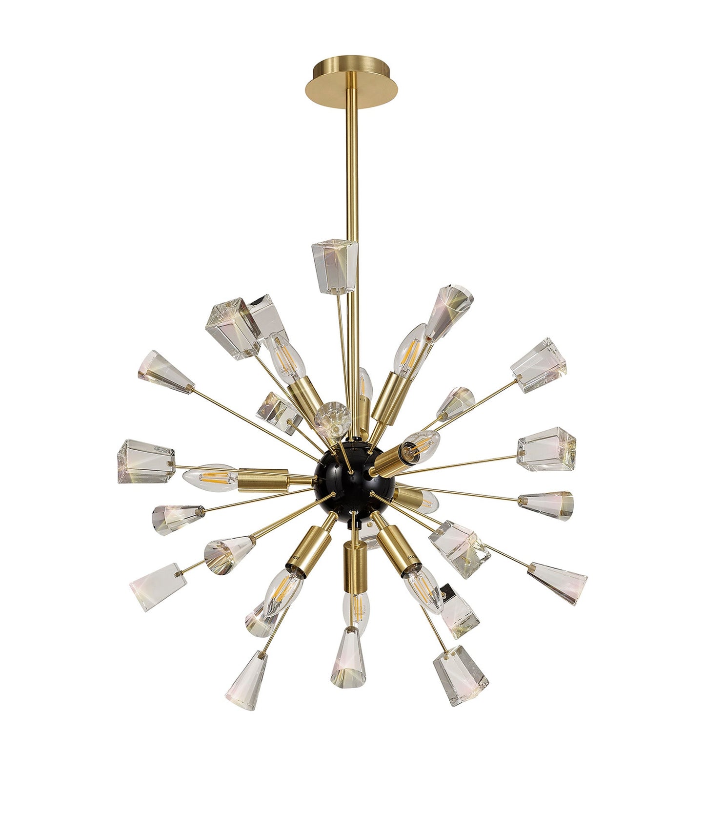 Knutsford Pendant Sputnik, 9 Light E14, Brushed Gold & Gloss Black and Crystal