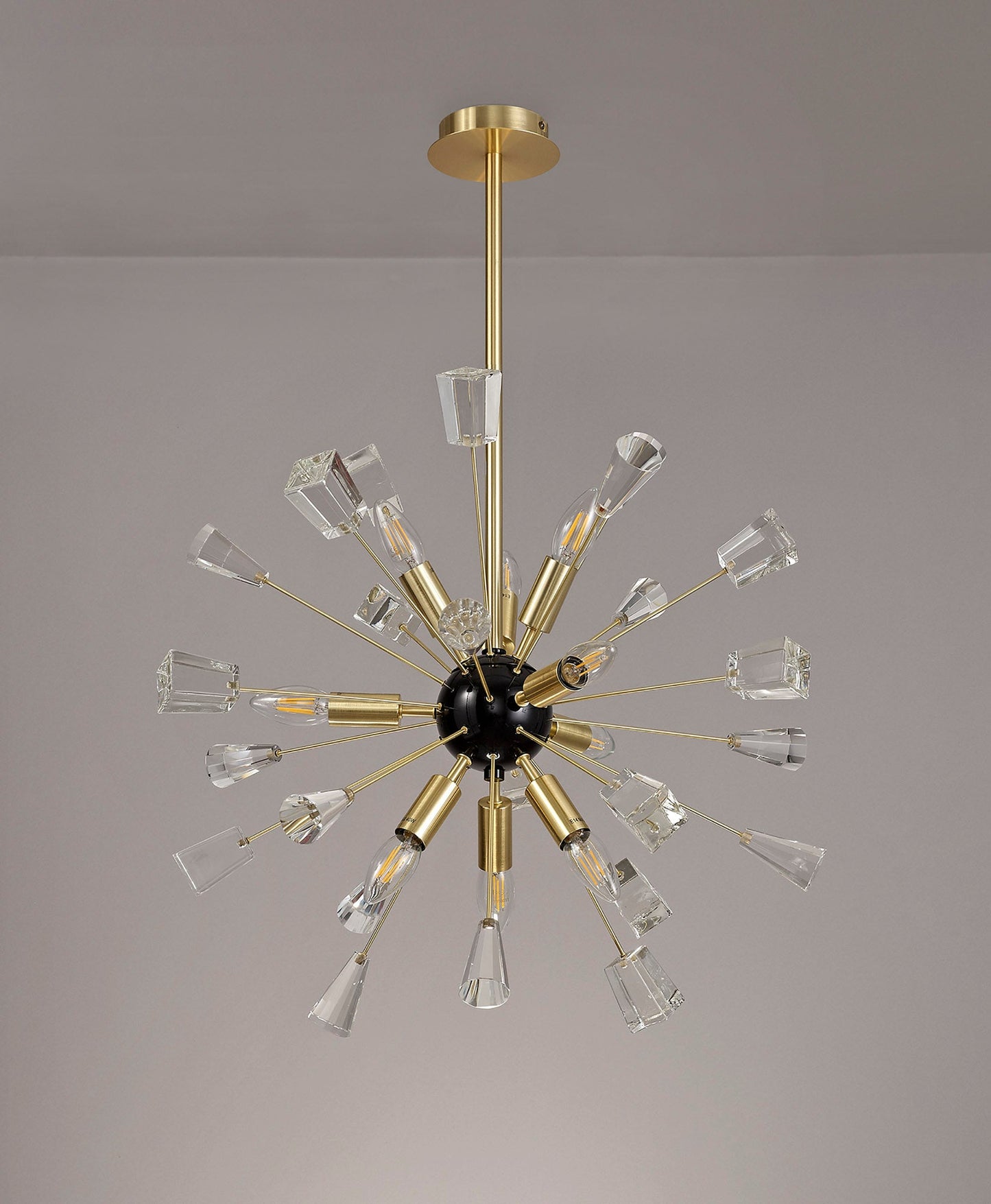 Knutsford Pendant Sputnik, 9 Light E14, Brushed Gold & Gloss Black and Crystal