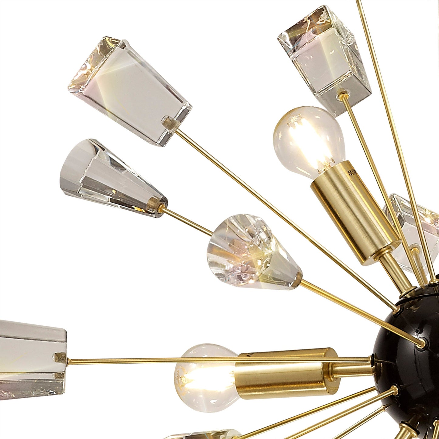 Knutsford Pendant Sputnik, 9 Light E14, Brushed Gold & Gloss Black and Crystal