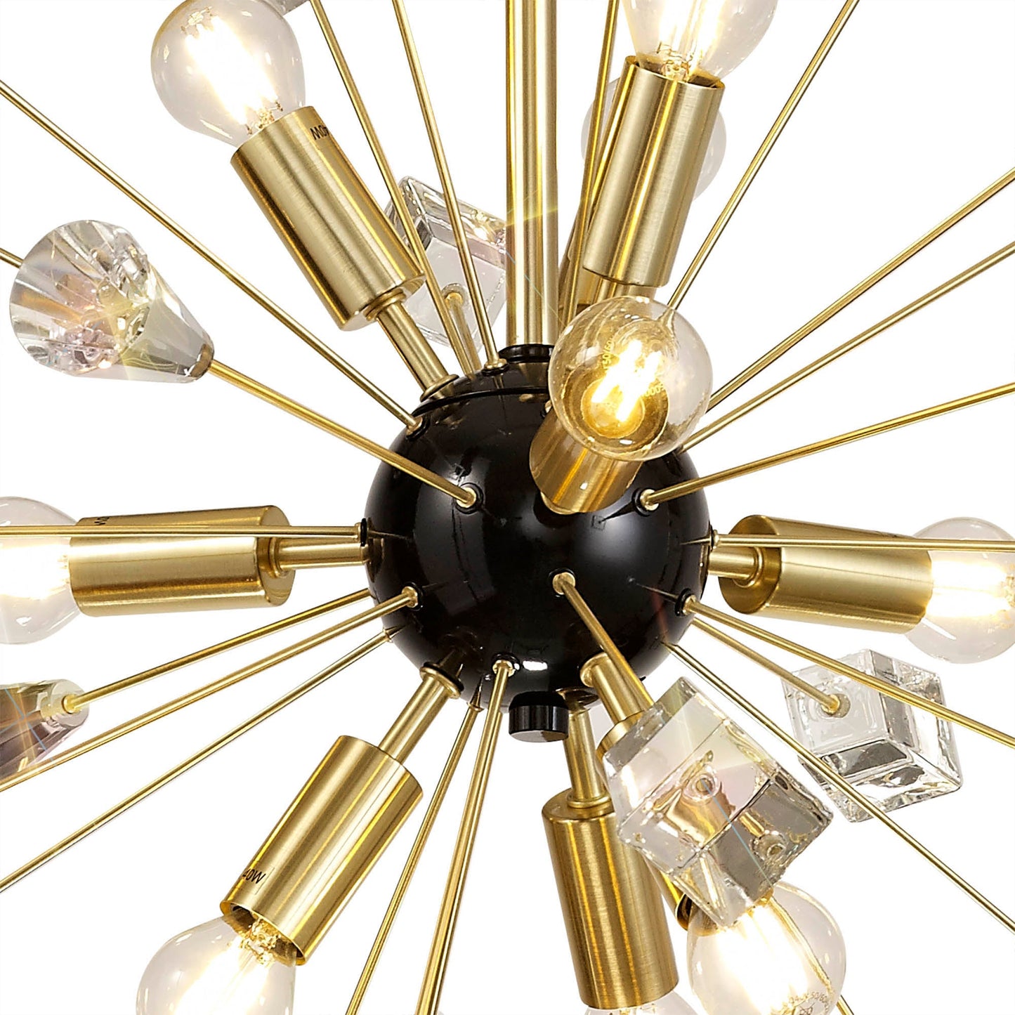 Knutsford Pendant Sputnik, 9 Light E14, Brushed Gold & Gloss Black and Crystal