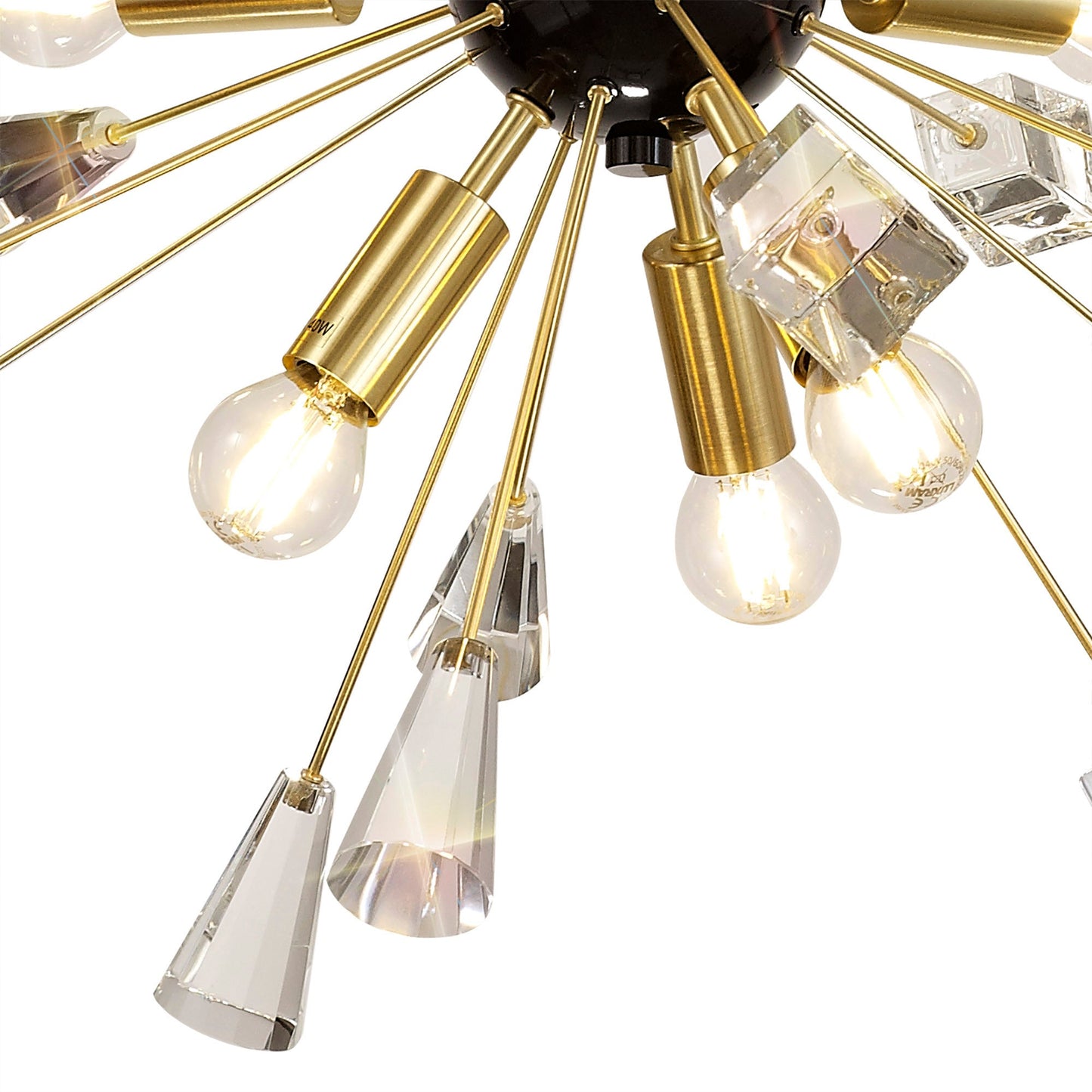 Knutsford Pendant Sputnik, 9 Light E14, Brushed Gold & Gloss Black and Crystal
