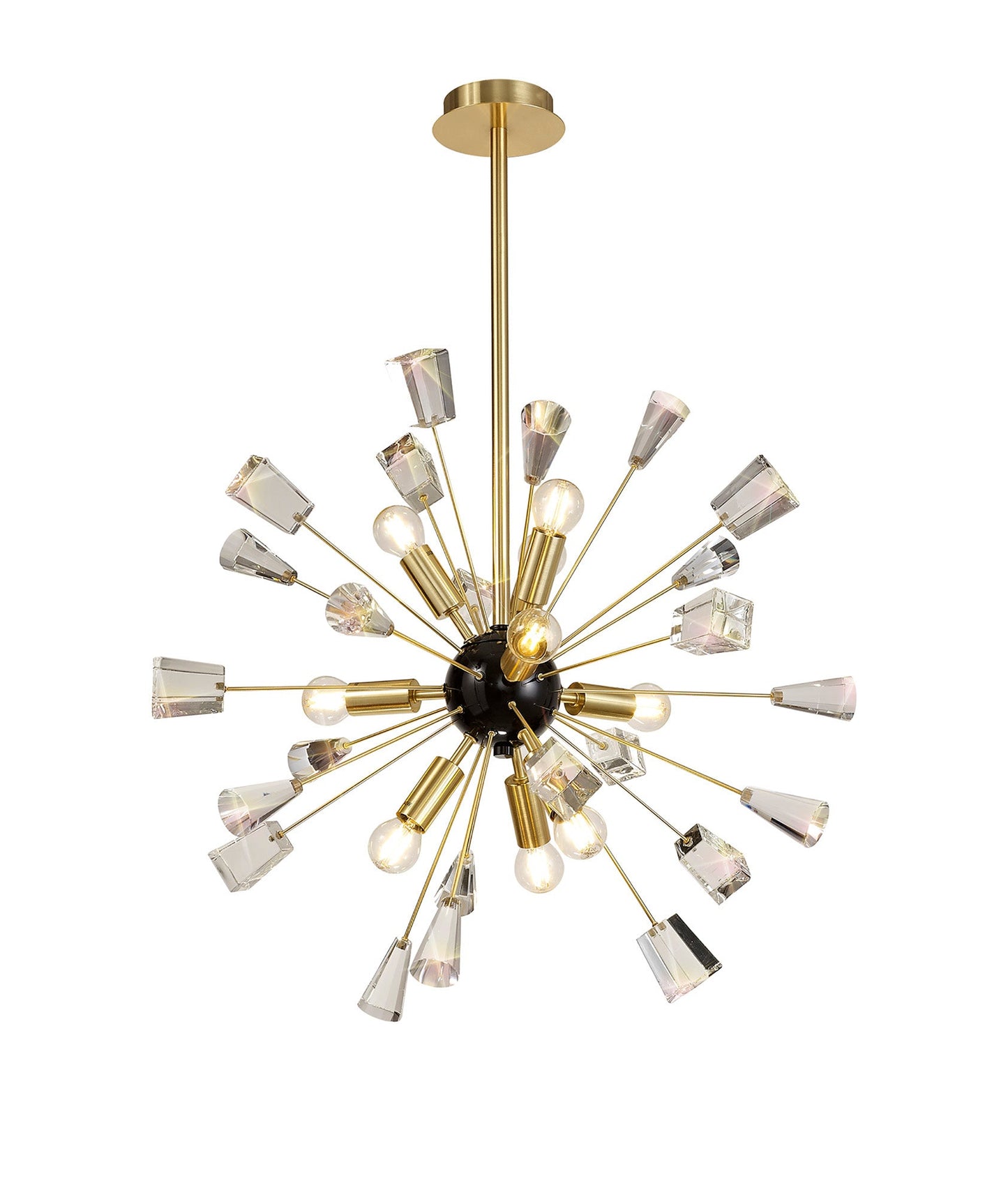 Knutsford Pendant Sputnik, 9 Light E14, Brushed Gold & Gloss Black and Crystal