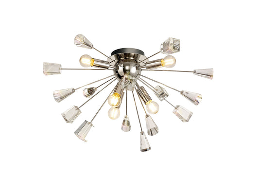 Knutsford Ceiling Sputnik , 6 Light E14, Polished Nickel and Crystal