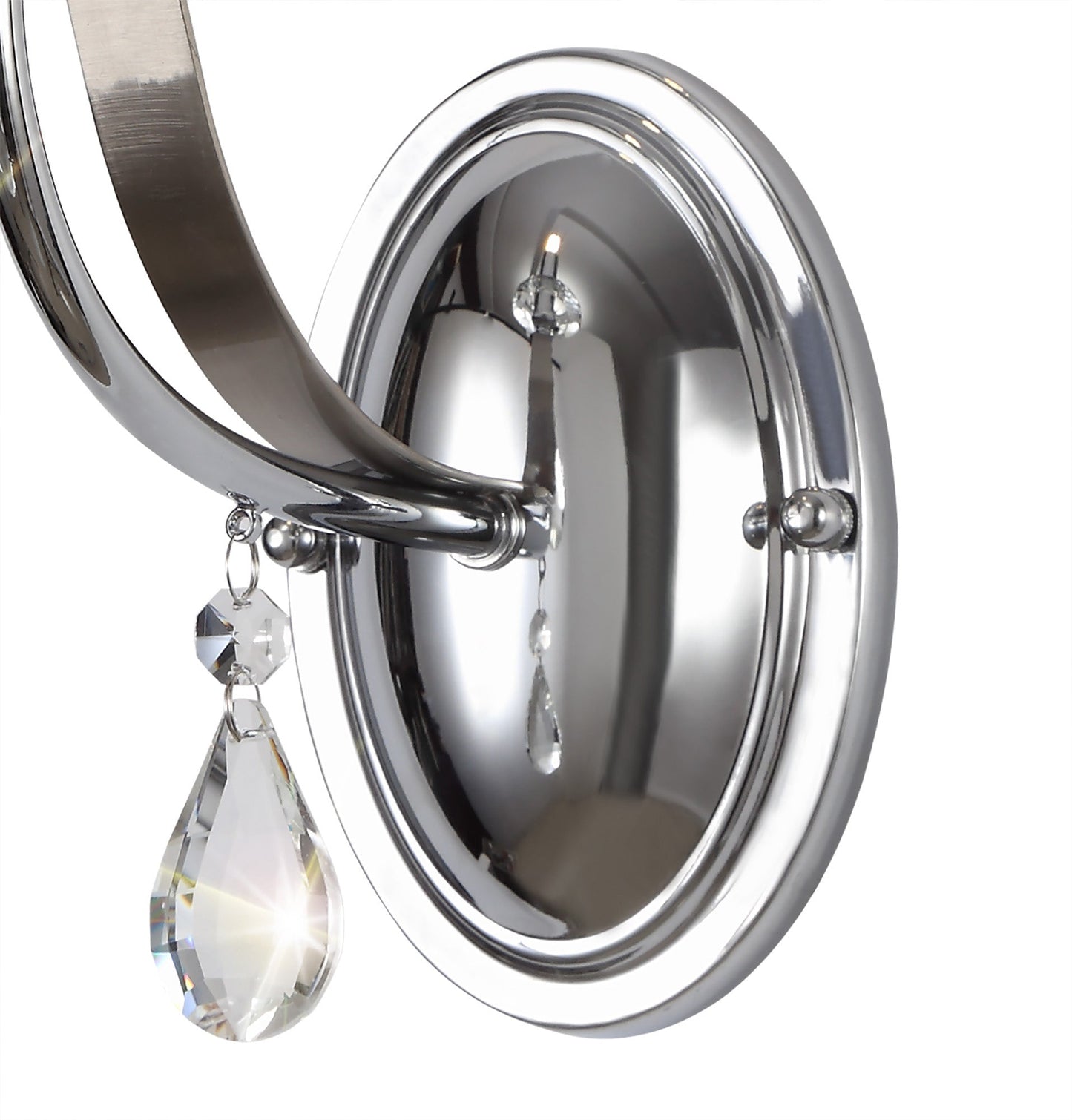 Lindop Wall Lamp 1 Light E14, Polished Chrome and Satin Nickel and Clear Crystal