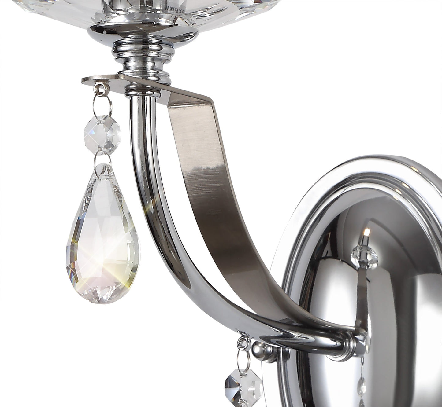 Lindop Wall Lamp 1 Light E14, Polished Chrome and Satin Nickel and Clear Crystal