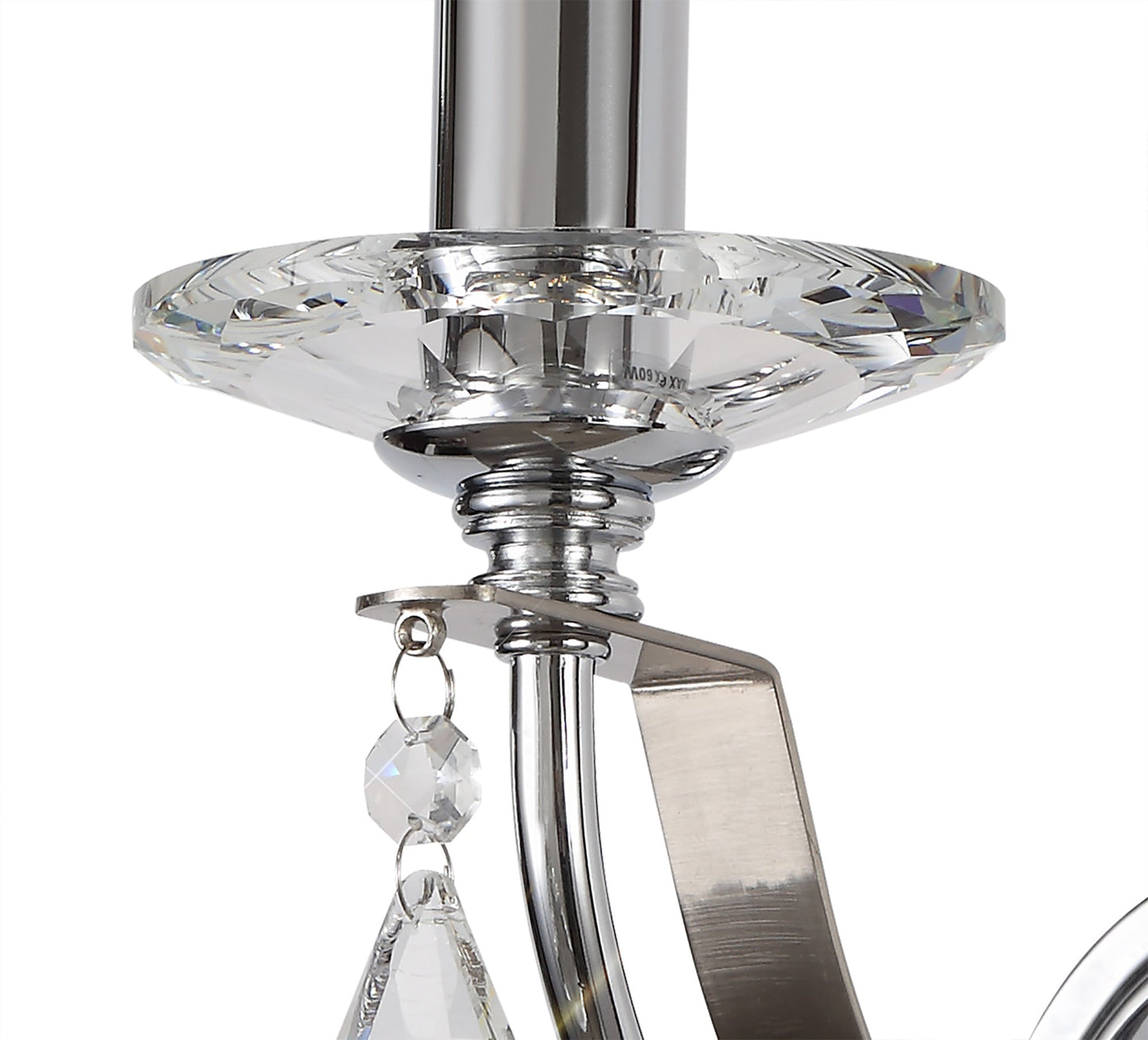 Lindop Wall Lamp 1 Light E14, Polished Chrome and Satin Nickel and Clear Crystal