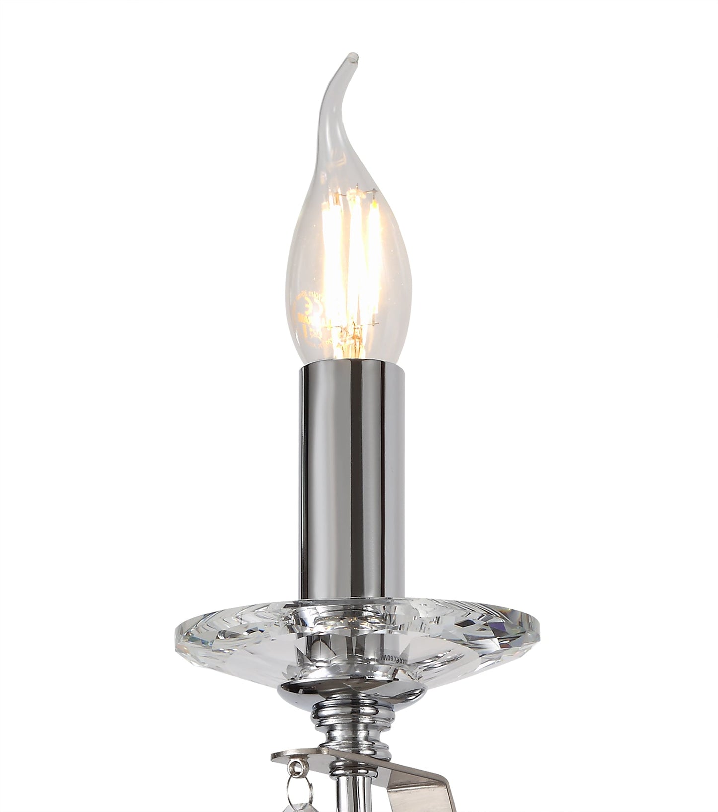 Lindop Wall Lamp 1 Light E14, Polished Chrome and Satin Nickel and Clear Crystal