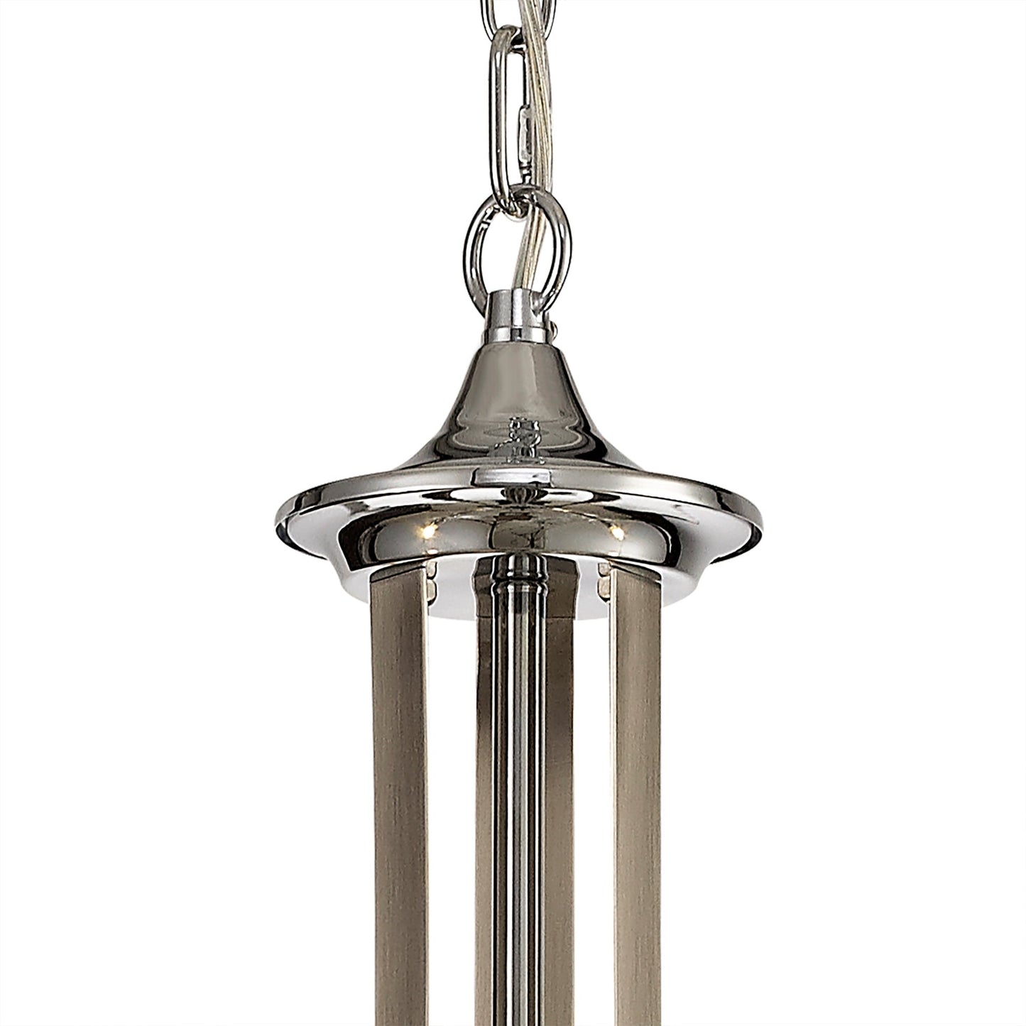 Lindop Pendant 3 Light E14 Polished Chrome and Satin Nickel and Clear Crystal