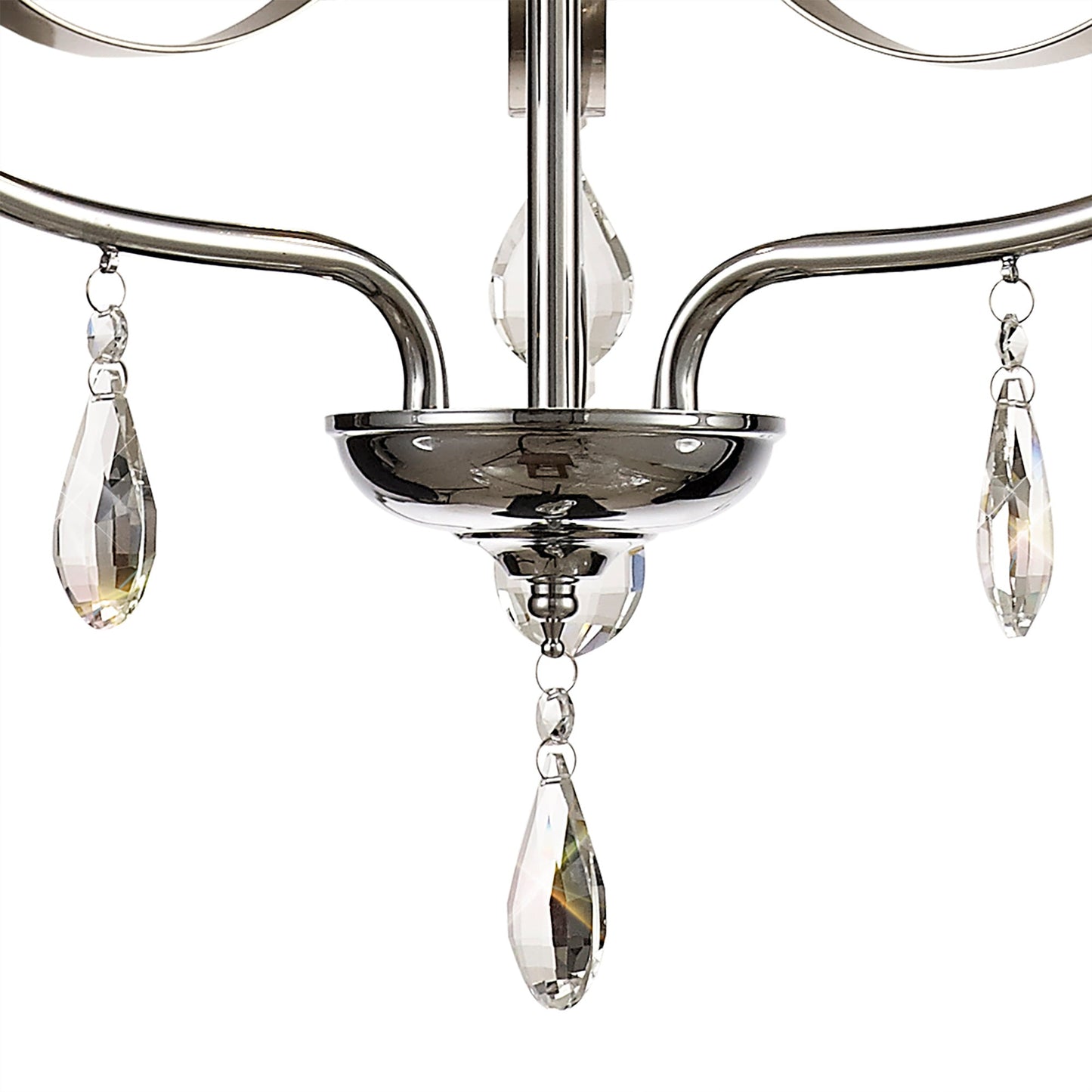 Lindop Pendant 3 Light E14 Polished Chrome and Satin Nickel and Clear Crystal
