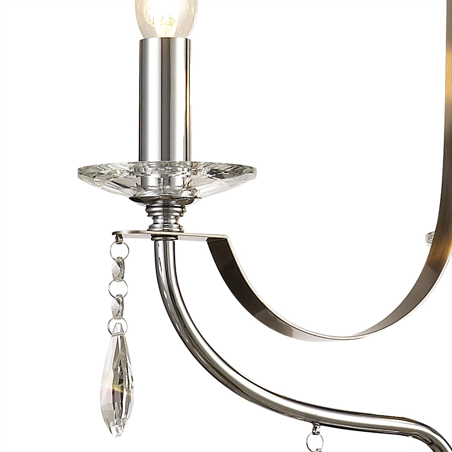 Lindop Pendant 3 Light E14 Polished Chrome and Satin Nickel and Clear Crystal