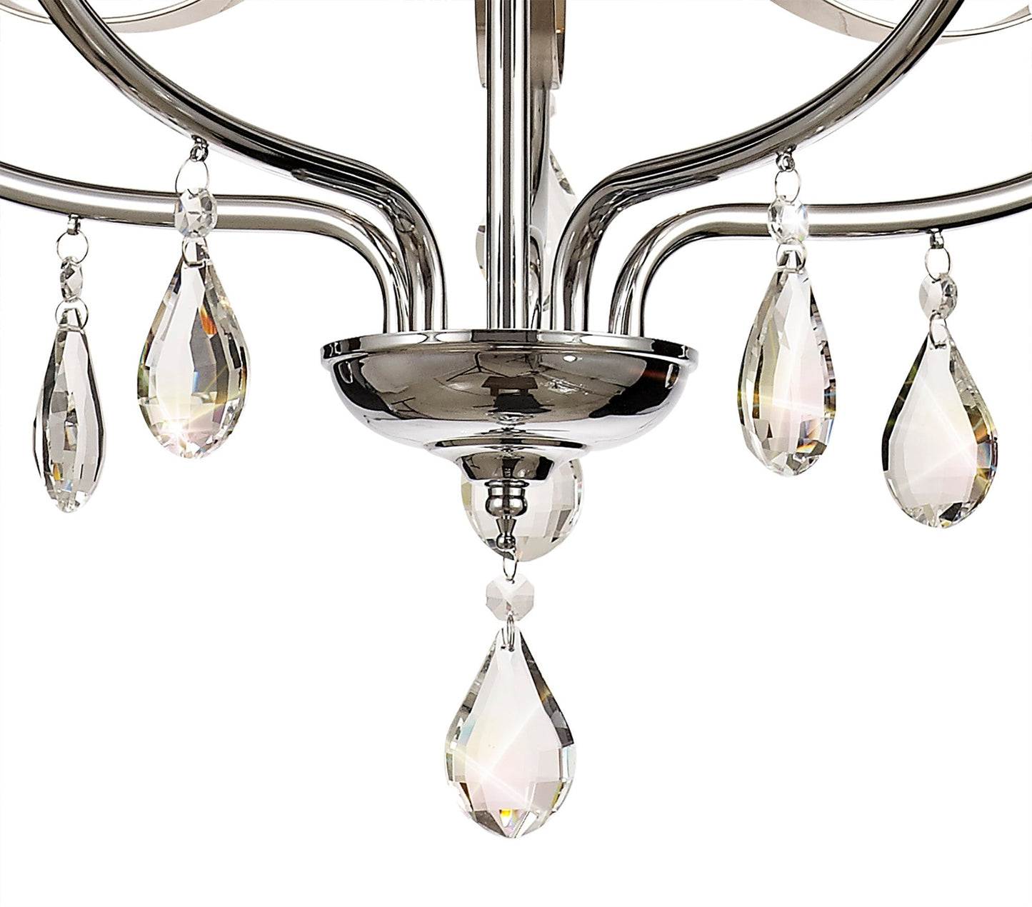 Lindop Pendant 5 Light E14, Polished Chrome & Satin Nickel and Clear Crystal