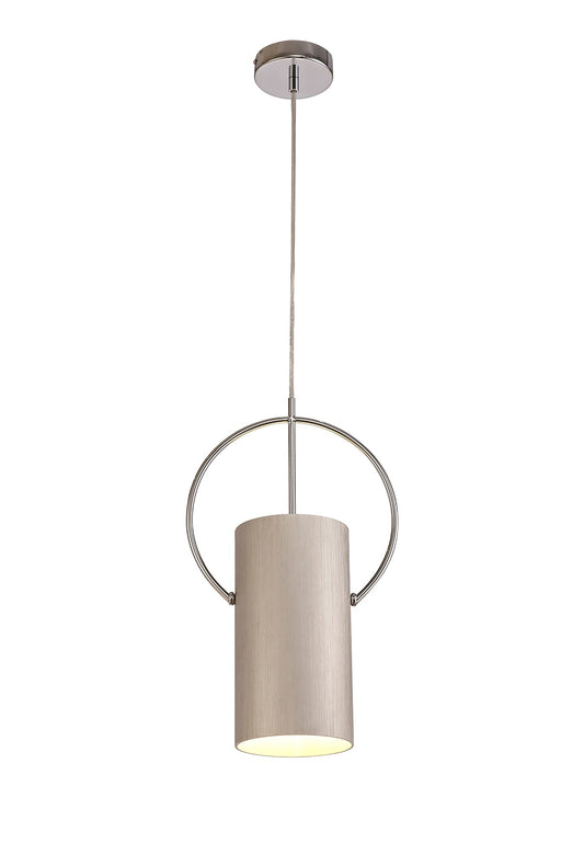 Lisson Single Pendant, 1 x E27, Satin Nickel and Polished Chrome