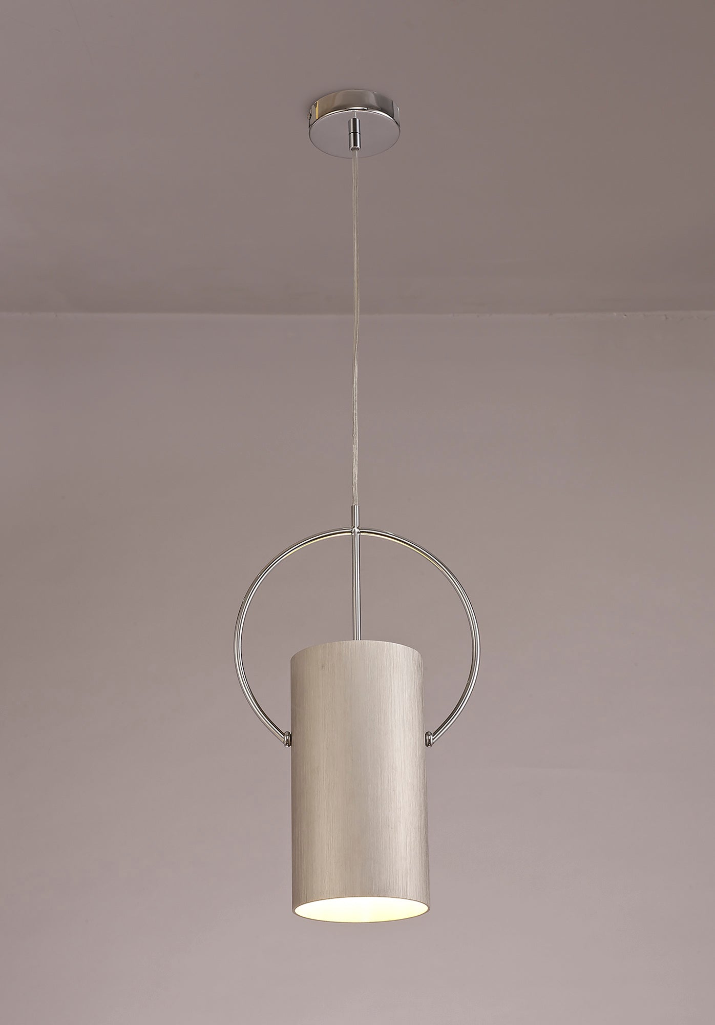 Lisson Single Pendant, 1 x E27, Satin Nickel and Polished Chrome