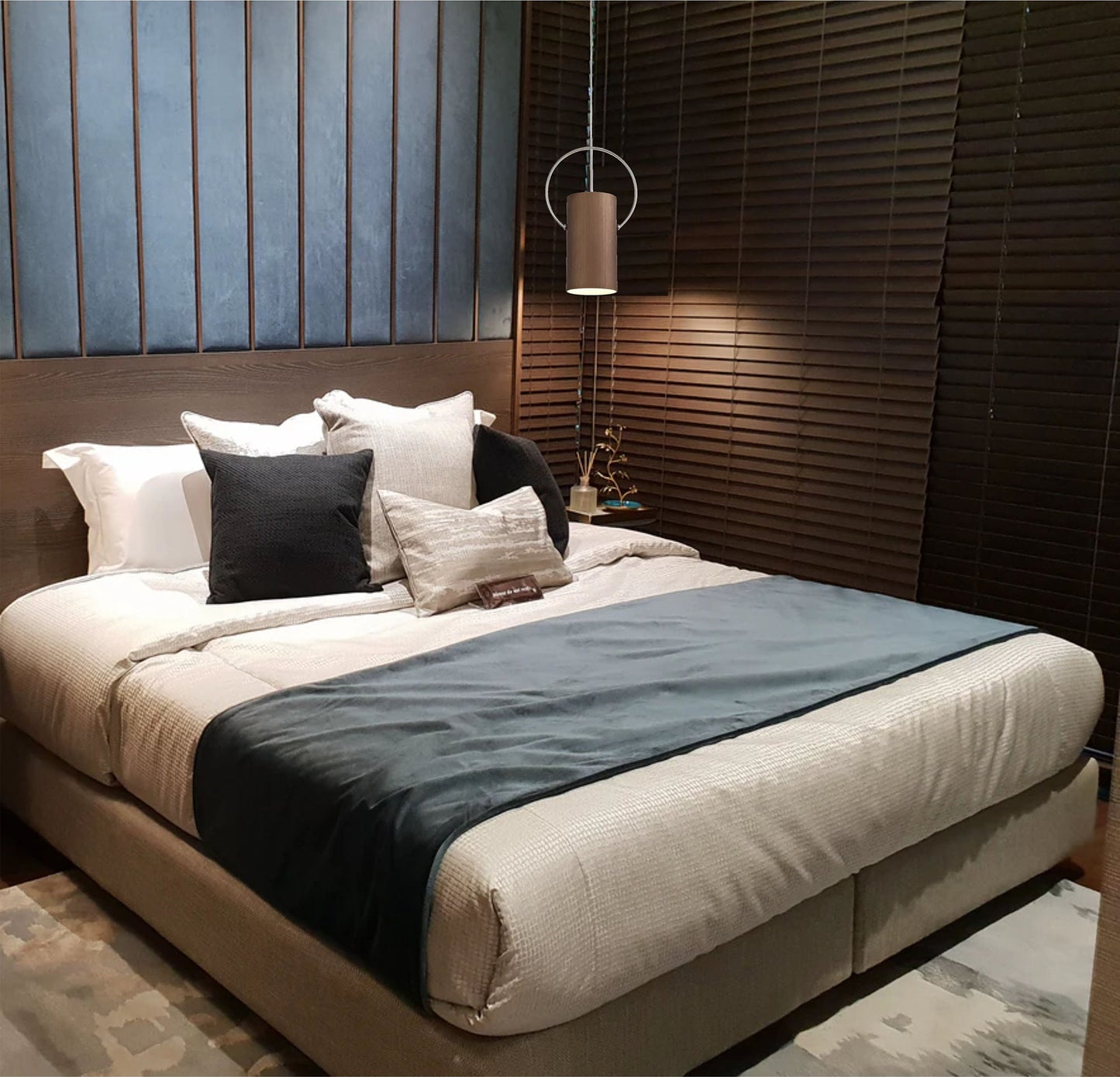 Lisson Single Pendant, 1 x E27, Satin Nickel and Polished Chrome