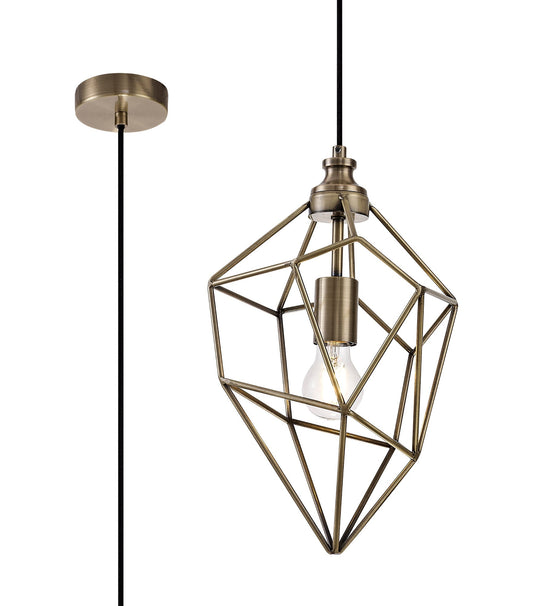 Lymm Medium Pendant, 1 x E27, Antique Brass 2