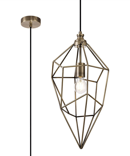 Lymm Large Pendant, 1 x E27, Antique Brass 2