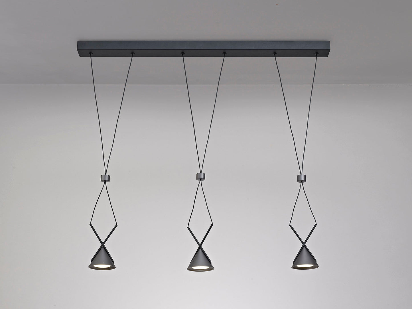 Mallory Bar Linear Pendant 3 Light, 3 x 3W LED, 3000K, 350lm, Sand Black and Grey, 3yrs Warranty