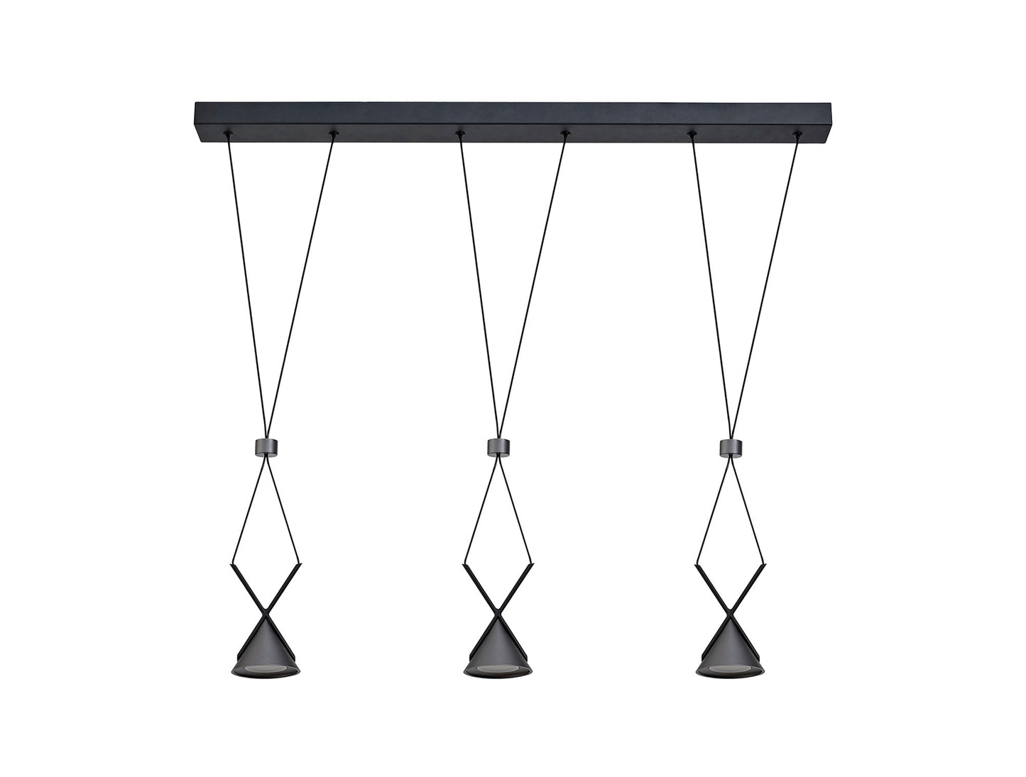 Mallory Bar Linear Pendant 3 Light, 3 x 3W LED, 3000K, 350lm, Sand Black and Grey, 3yrs Warranty