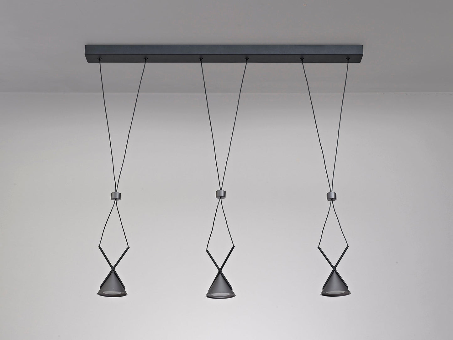 Mallory Bar Linear Pendant 3 Light, 3 x 3W LED, 3000K, 350lm, Sand Black and Grey, 3yrs Warranty