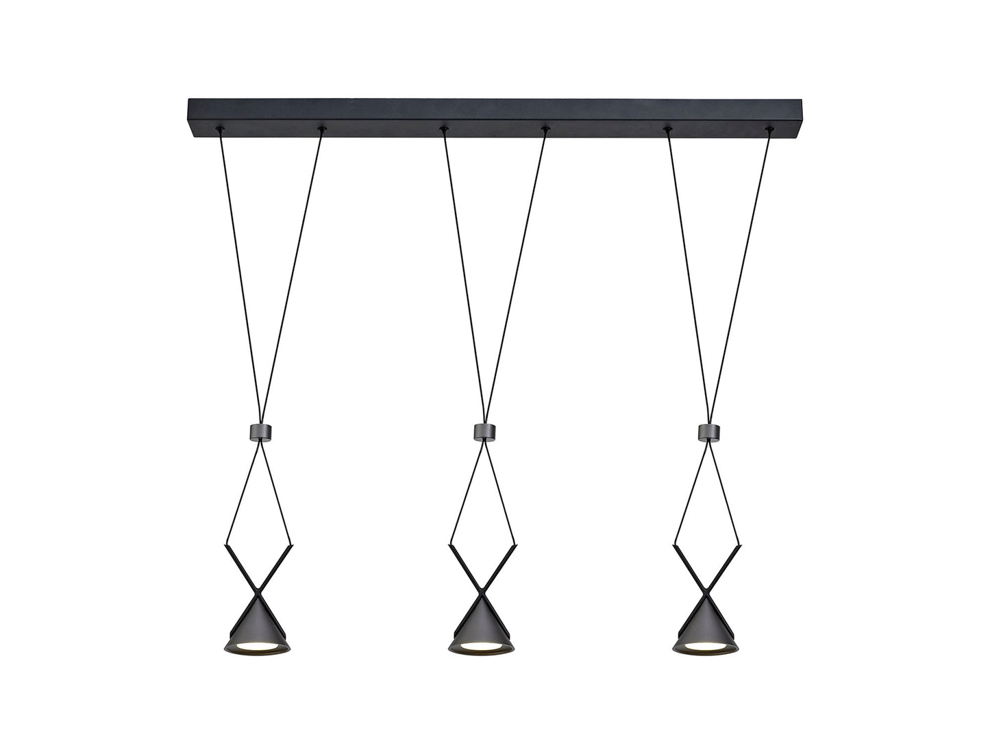 Mallory Bar Linear Pendant 3 Light, 3 x 3W LED, 3000K, 350lm, Sand Black and Grey, 3yrs Warranty