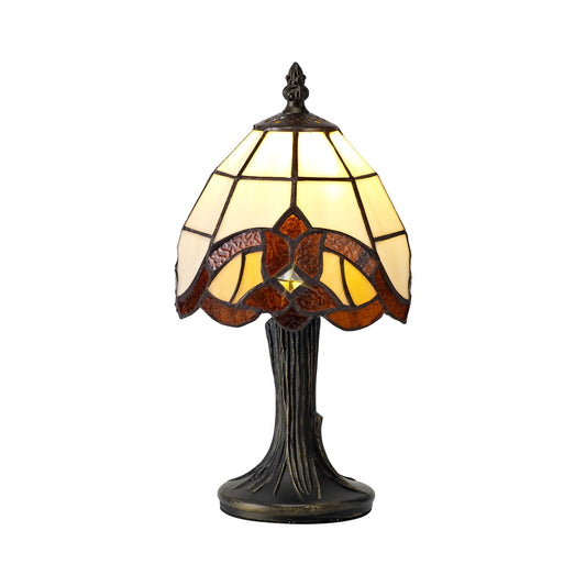 Marbury Tiffany Table Lamp, 1 x E14, Cream and Amber and Clear Crystal Shade