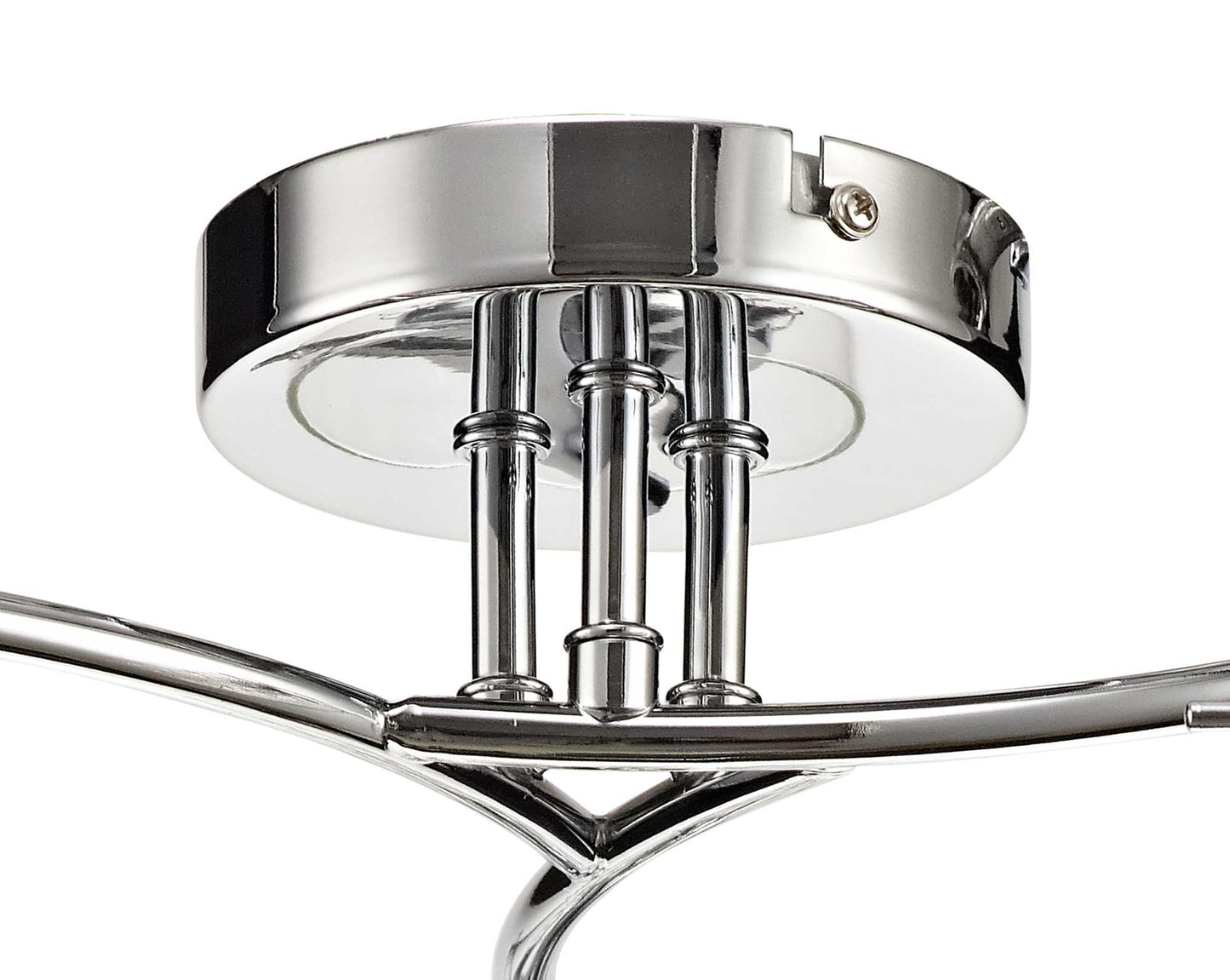 Marthall Semi Ceiling Light, 3 x E14, Polished Chrome and Crystal and Glass