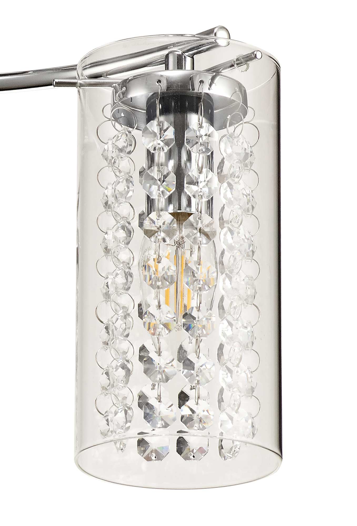 Marthall Semi Ceiling Light, 3 x E14, Polished Chrome and Crystal and Glass