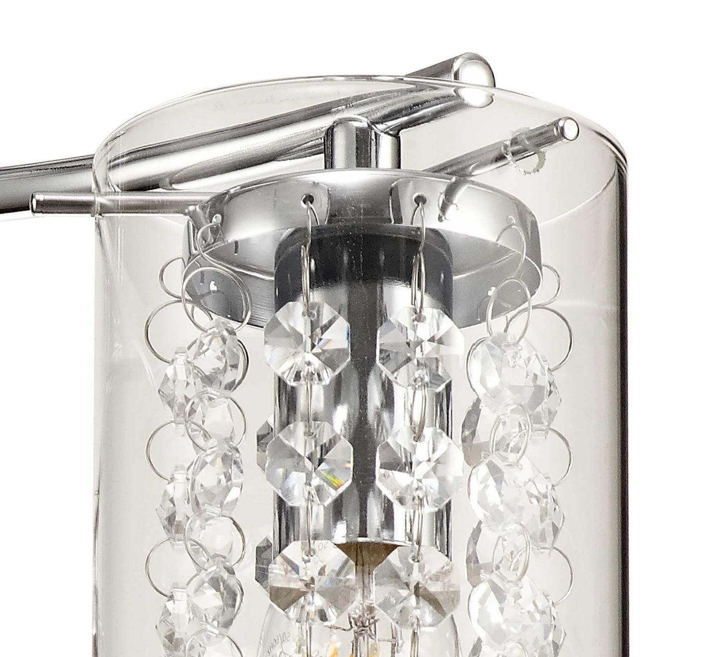 Marthall Semi Ceiling Light, 3 x E14, Polished Chrome and Crystal and Glass