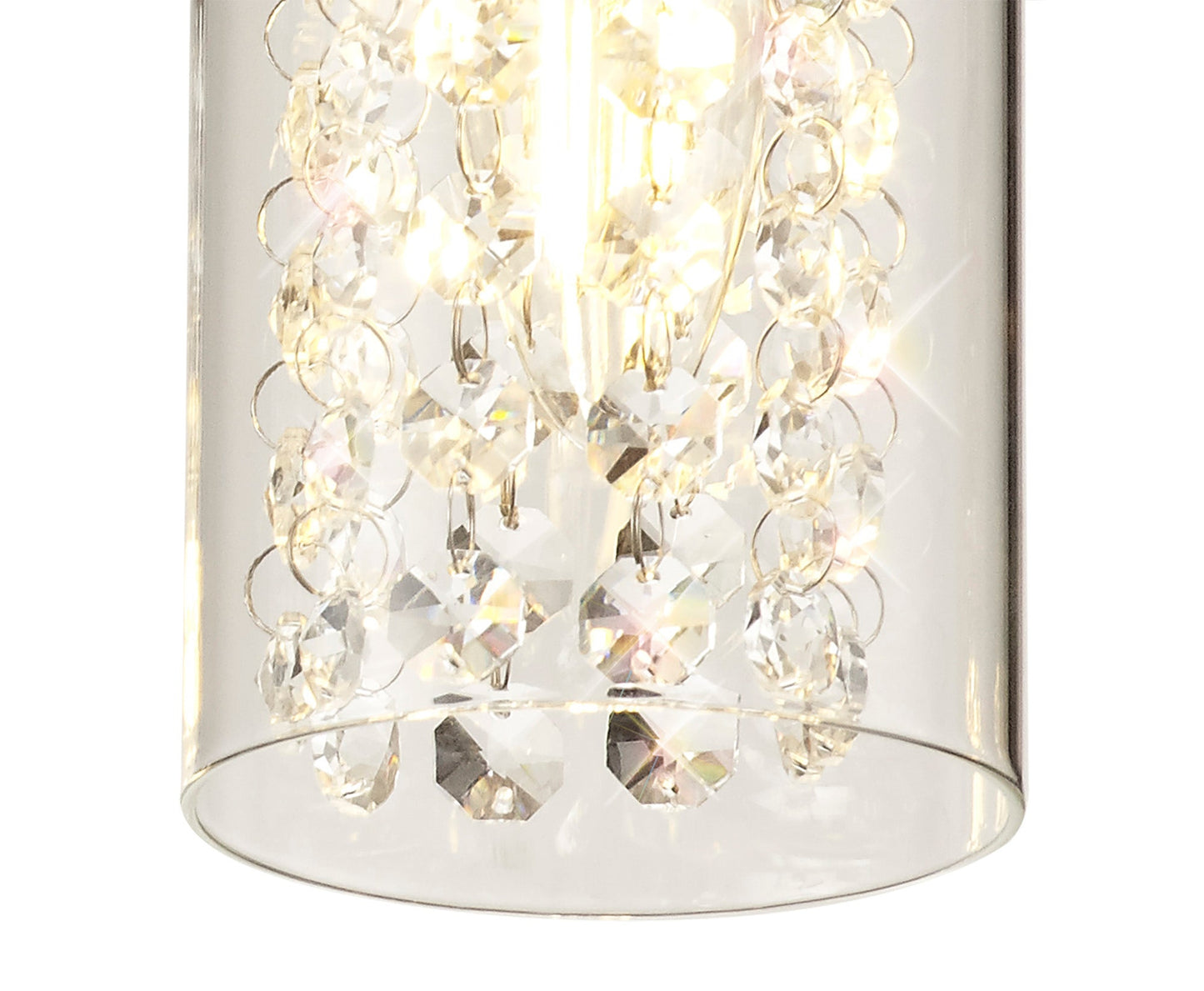 Marthall Semi Ceiling Light, 3 x E14, Polished Chrome and Crystal and Glass