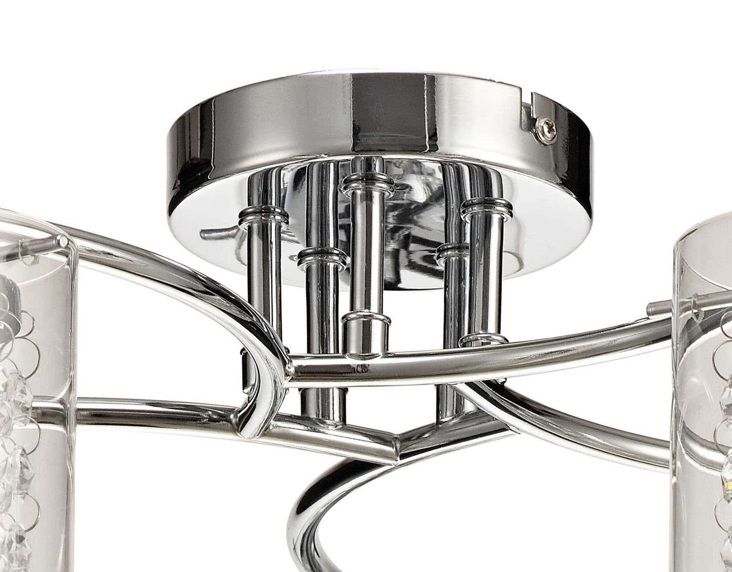 Marthall Semi Ceiling Light, 5 x E14, Polished Chrome and Crystal and Glass