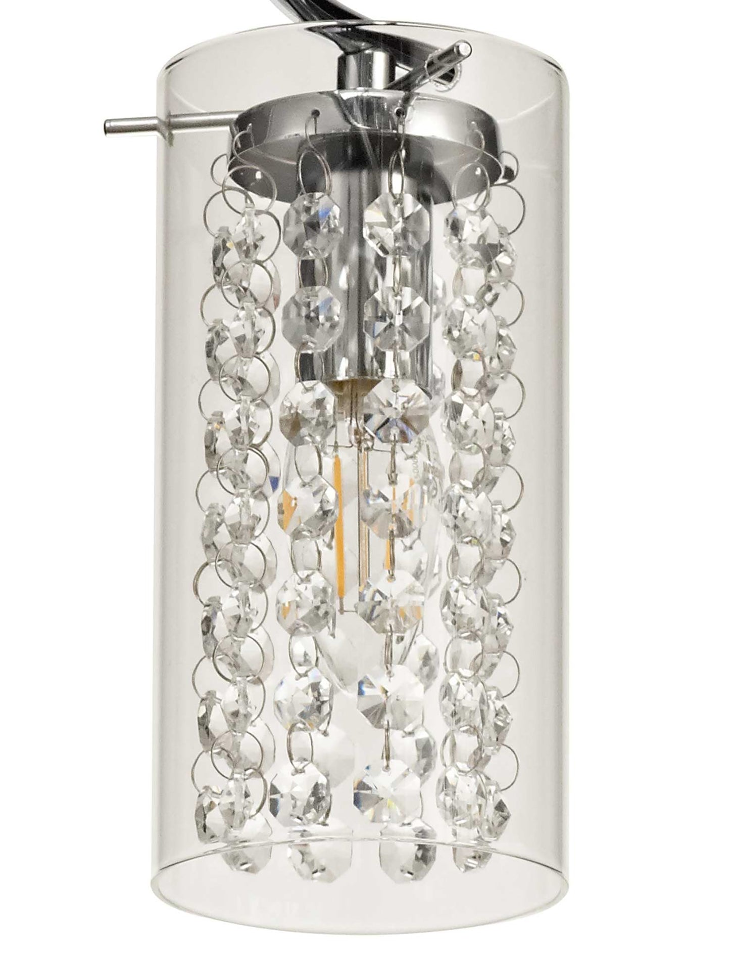 Marthall Semi Ceiling Light, 5 x E14, Polished Chrome and Crystal and Glass