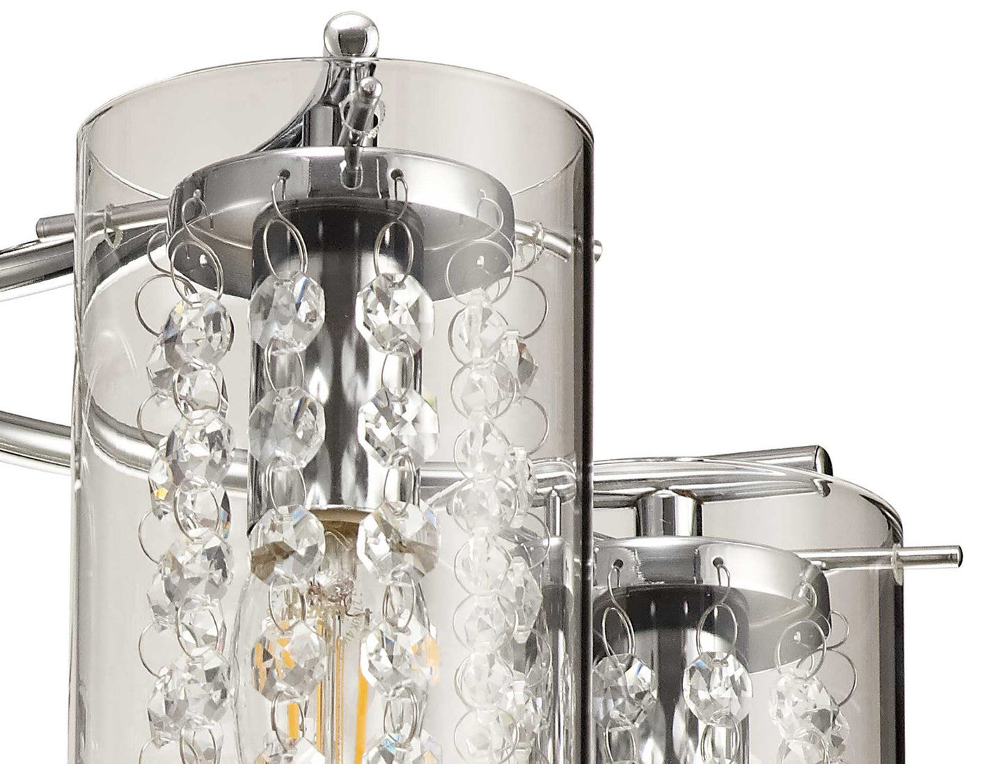 Marthall Semi Ceiling Light, 5 x E14, Polished Chrome and Crystal and Glass