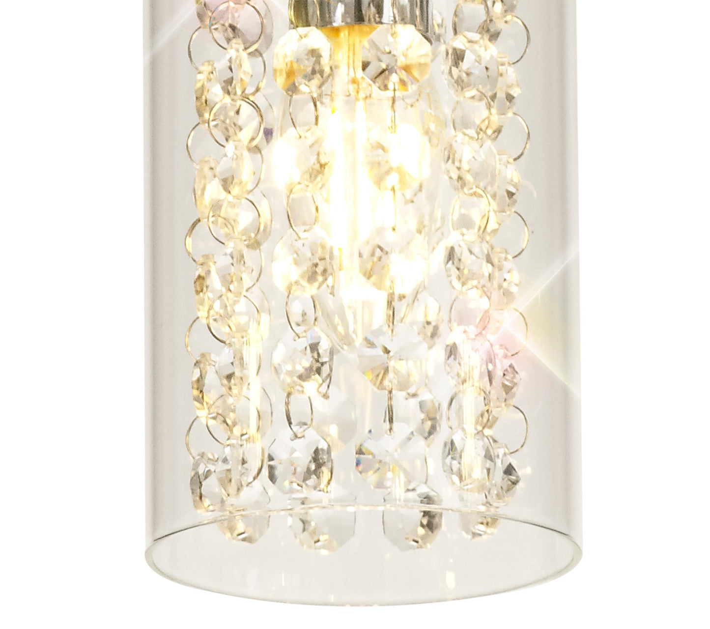 Marthall Semi Ceiling Light, 5 x E14, Polished Chrome and Crystal and Glass