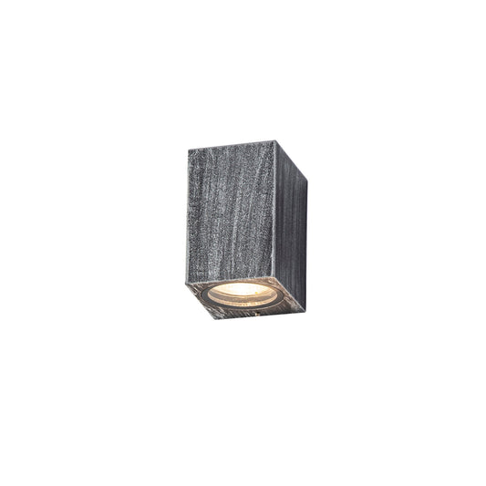 Mill Rectangle Wall Lamp, 1 x GU10, IP54, Black and Silver