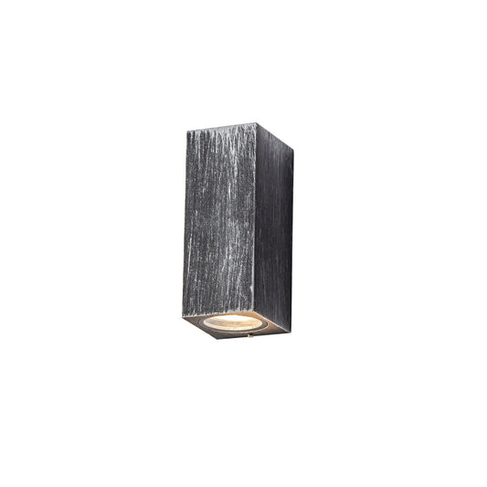 Mill Rectangle Wall Lamp, 2 x GU10, IP54, Black and Silver