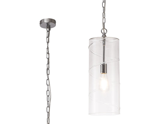Minshull Pendant, 1 Light E27, Polished Chrome and Clear