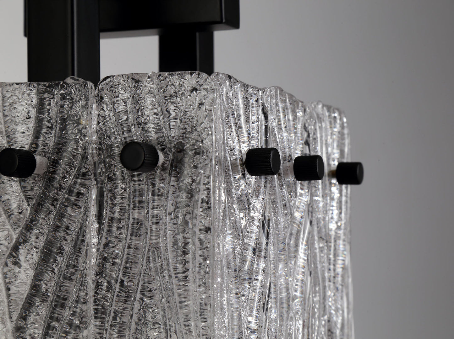 Mobberley Small Square Pendant, 1 Light E27, Matt Black and Crystal Sand Glass