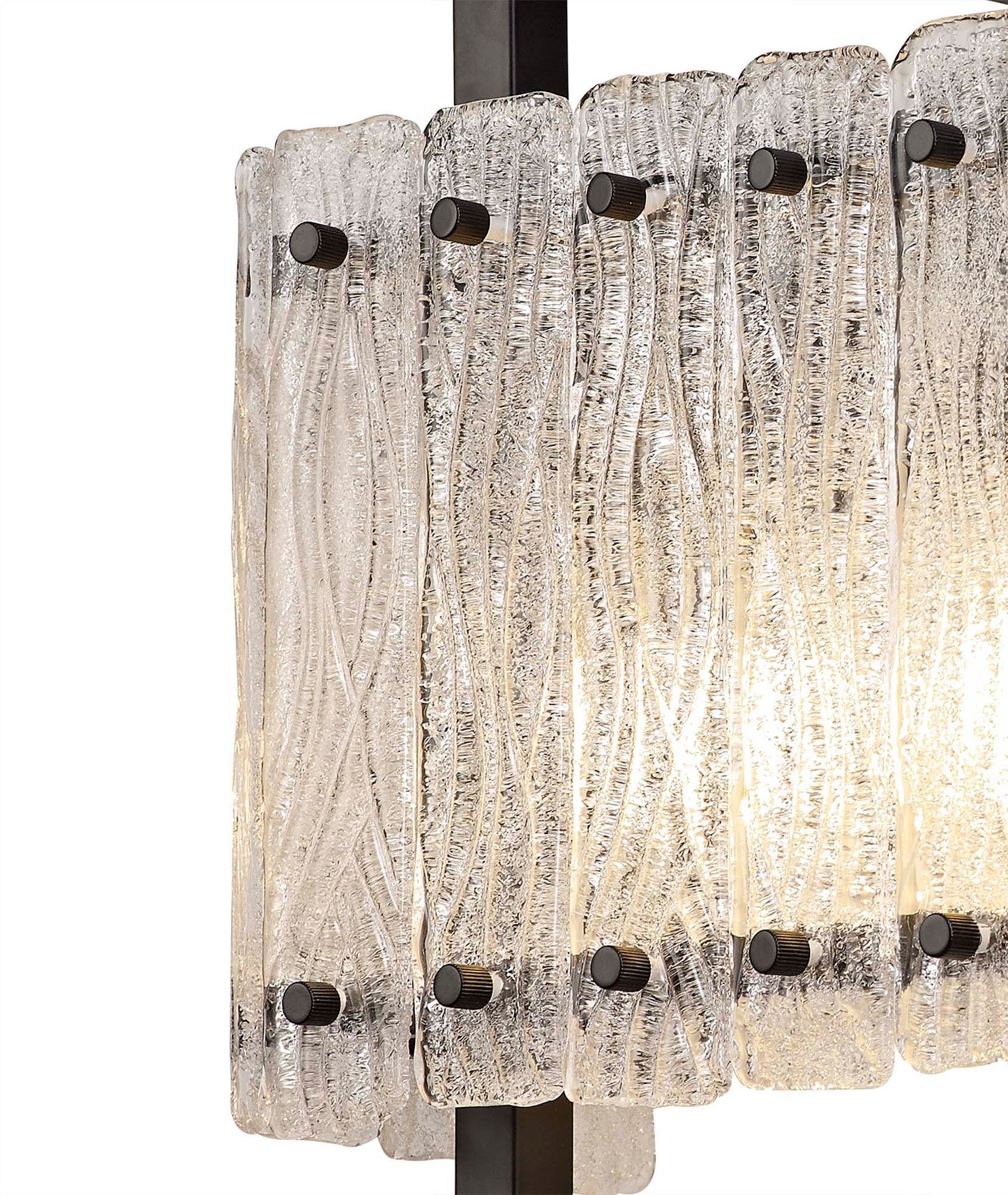 Mobberley Wall Lamp, 2 Light E27, Matt Black and Crystal Sand Glass