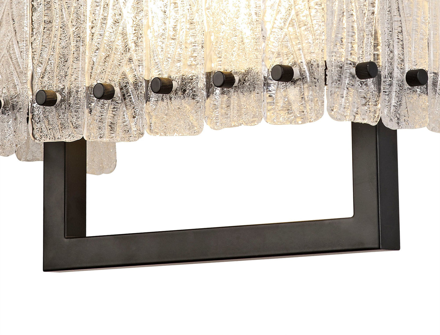Mobberley Wall Lamp, 2 Light E27, Matt Black and Crystal Sand Glass