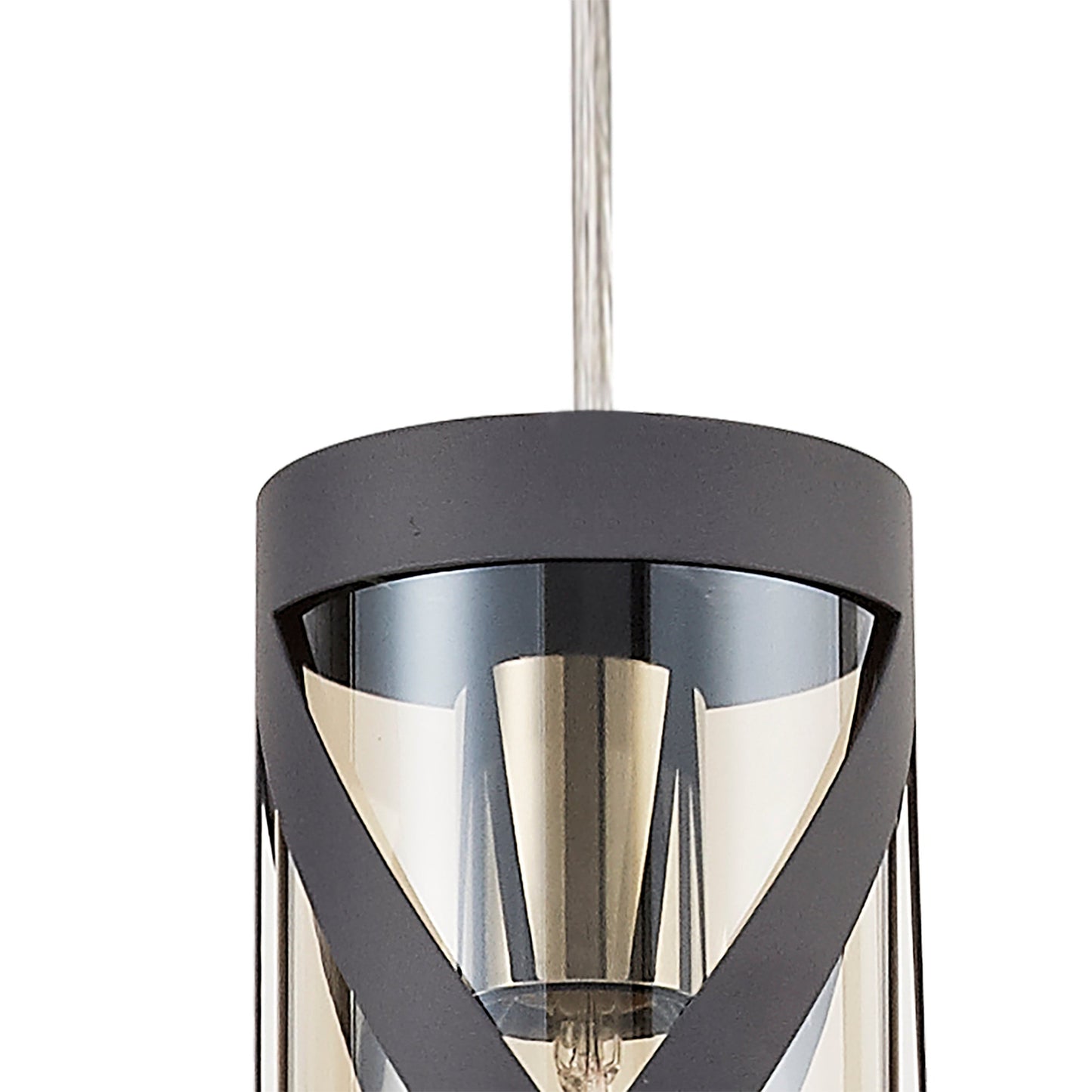 Mobbers 1 Light Pendant E14, Matt Grey and Polished Chrome and Cognac