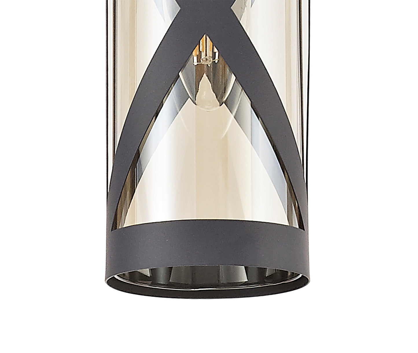 Mobbers 1 Light Pendant E14, Matt Grey and Polished Chrome and Cognac