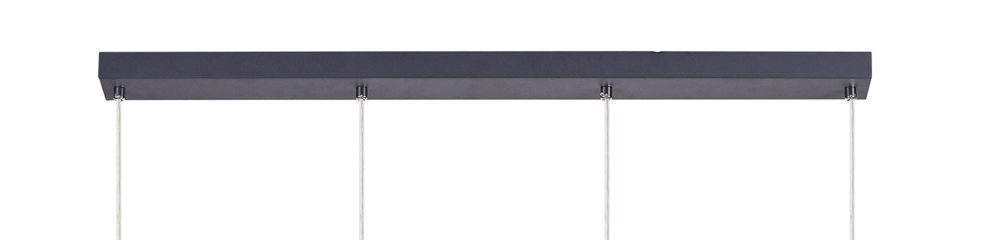 Mobbers 4 Light Bar Linear Pendant E14, Matt Grey and Polished Chrome and Cognac