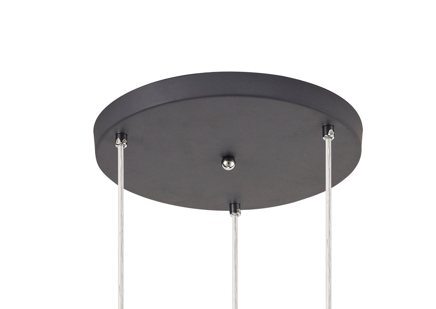 Mobbers 3 Light Round Pendant E14, Matt Grey and Polished Chrome and Cognac
