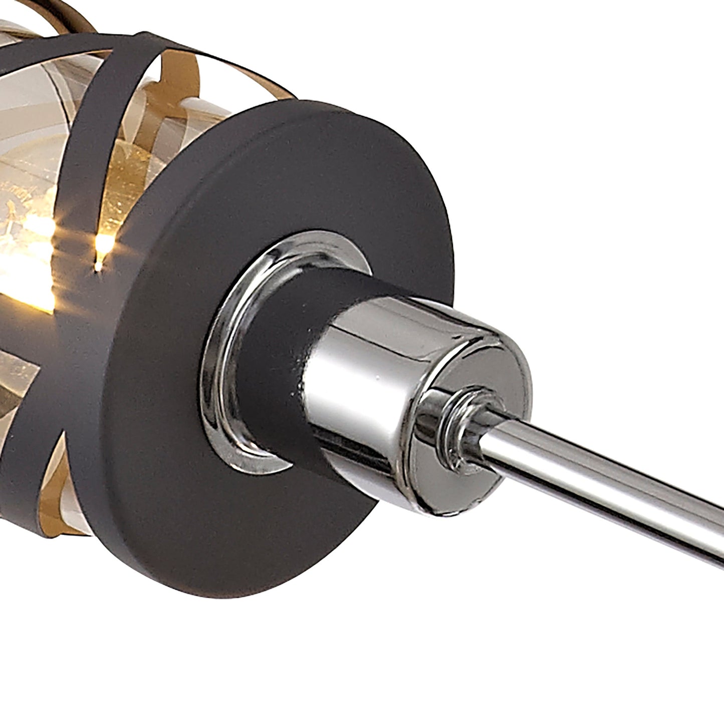 Mobbers 4 Light  Adjustable Pendant E14, Matt Grey and Polished Chrome and Cognac