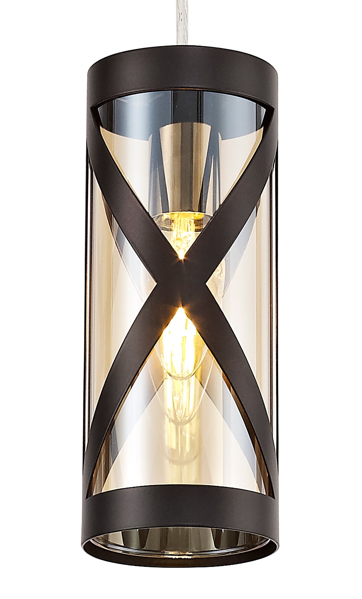 Mobbers 1 Light Pendant E14, Oiled Bronze and Polished Chrome and Amber