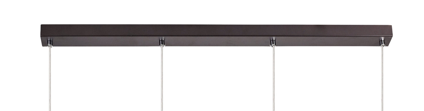 Mobbers 4 Light Bar Linear Pendant E14, Oiled Bronze and Polished Chrome and Amber
