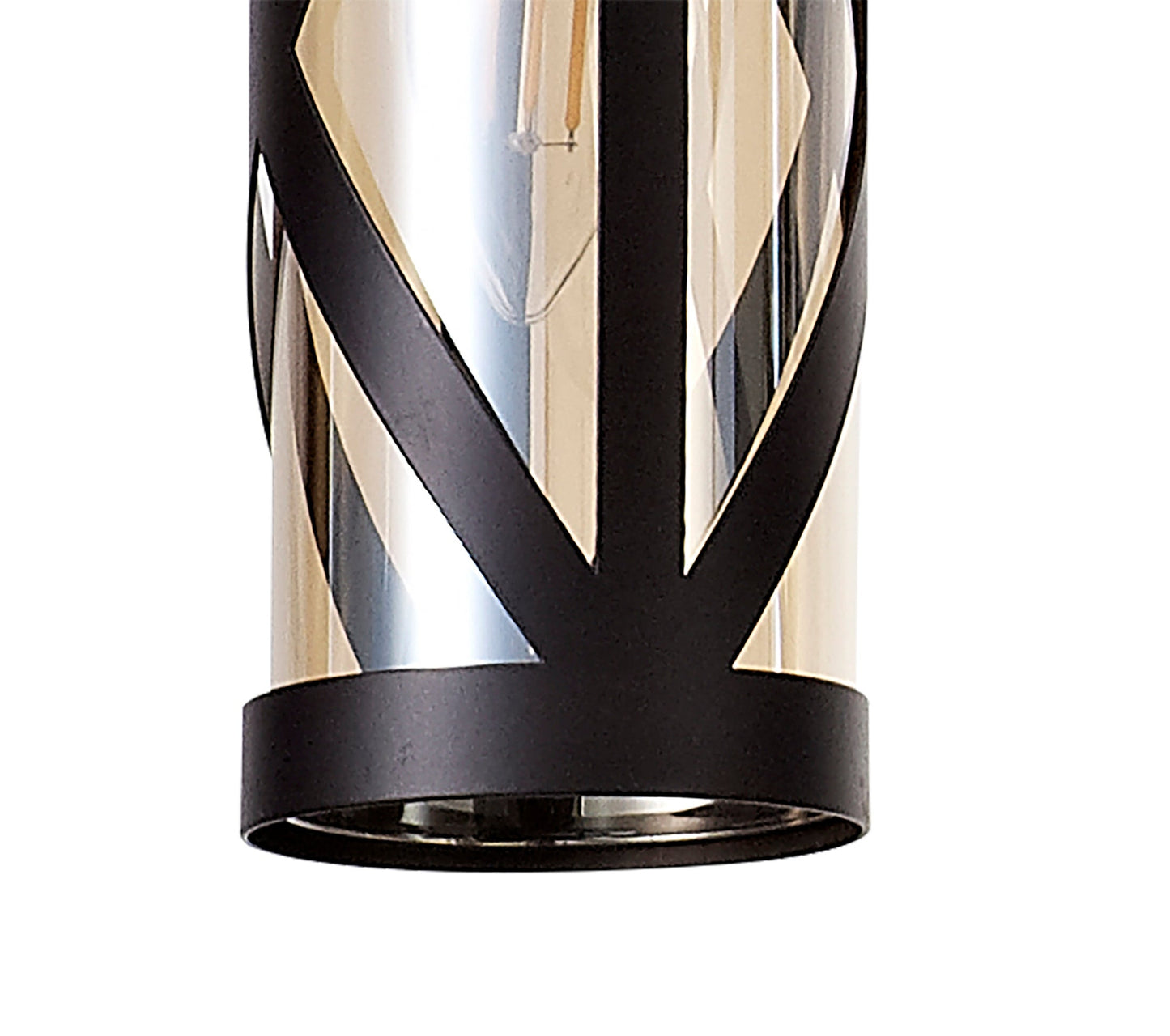 Mobbers 4 Light Bar Linear Pendant E14, Oiled Bronze and Polished Chrome and Amber